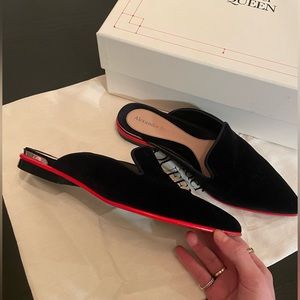Alexander McQueen Black Velvet Mules